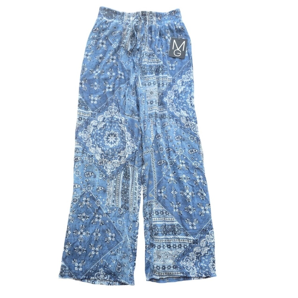 Mille Gabrielle Blue Paisley Wide Leg Palazzo Pants Womens Size S